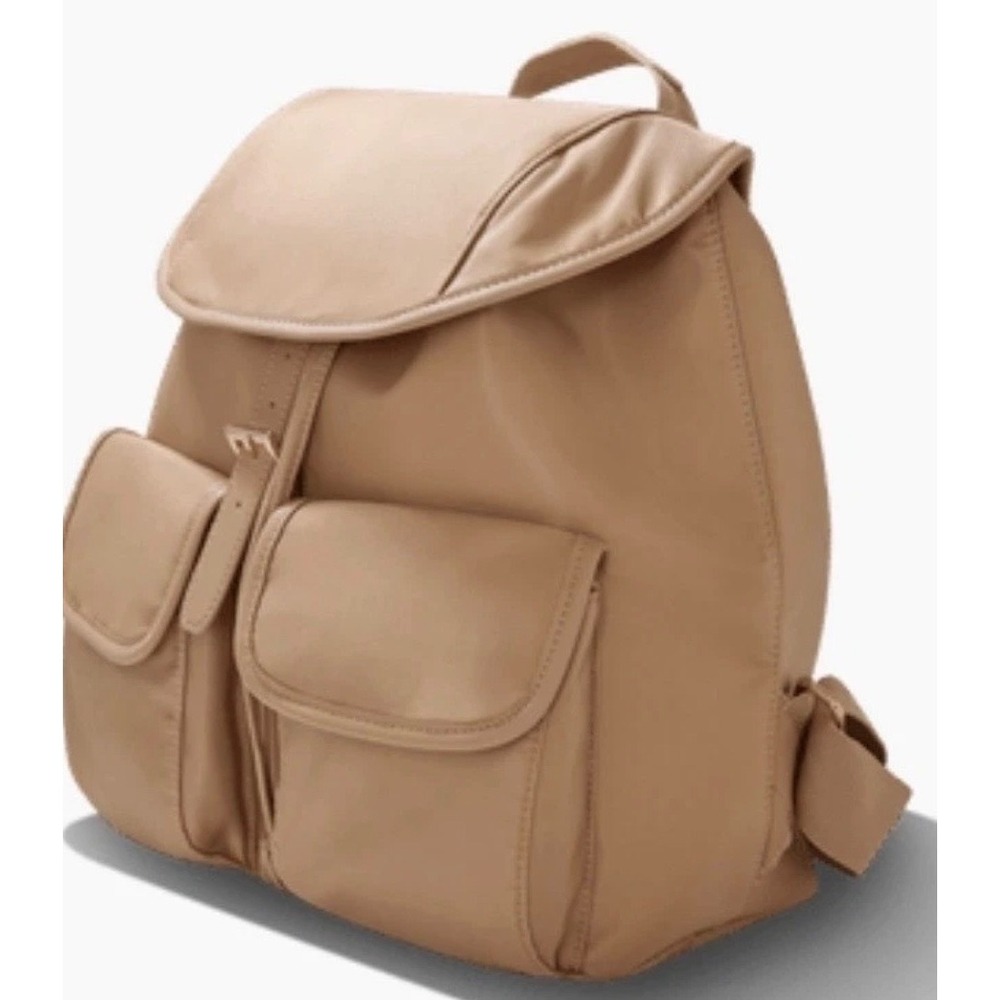 Year‎ of Ours Recycled Cargo Backpack Tan Beige Nylon Drawstring Buckle New
